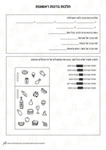 דף עבודה בהלכות ברכות ראשונות